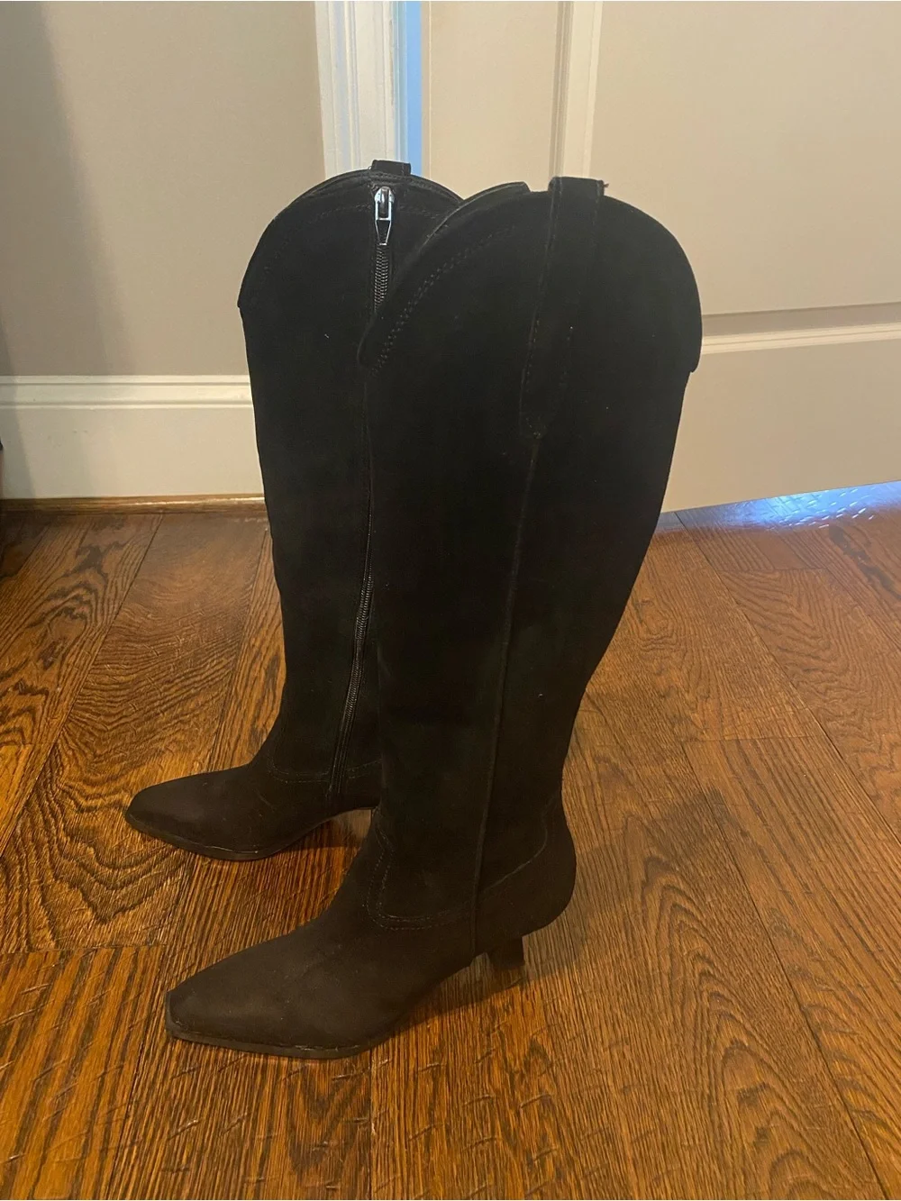 Dolce Vita Black Suede Ariana Knee-High Western Boot- worn once